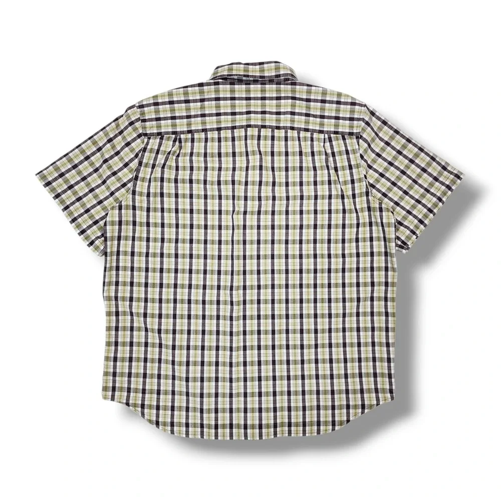 Carhartt‎ Relaxed Fit Green/Brown Plaid Button Down Short Sleeve Shirt Men's XL